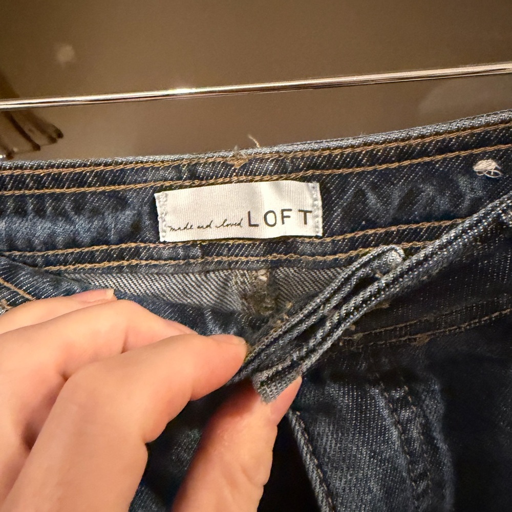 LOFT Dark Blue Barrel Leg Jeans - Picture 5 of 8